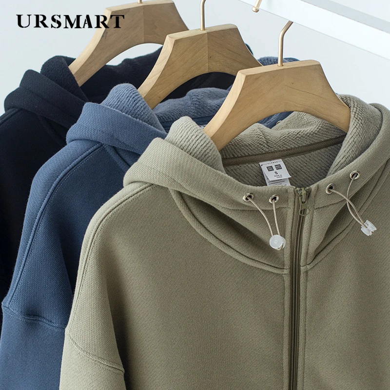 

mens zipper hoodies with drop shoulder loose fit wholesale new spring autumn work full zip up hoodie