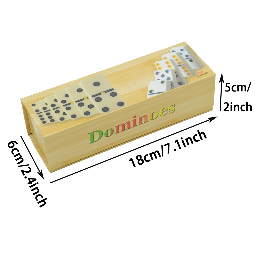 Dominoes Set Entertainment Recreational Travel Game Blocks Wooden Building Learning Educational Toy Dot Dominoes Board Game