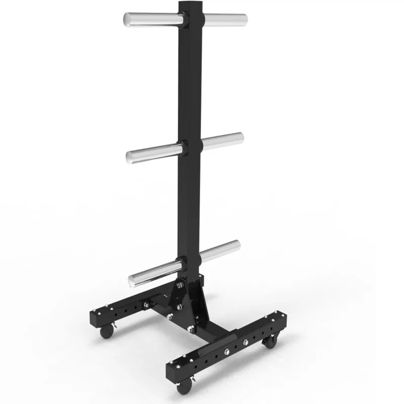 Commercial Durable Metal Gym Use Bumper Weight Plates Storage Tree Rack With Wheels Easy Move