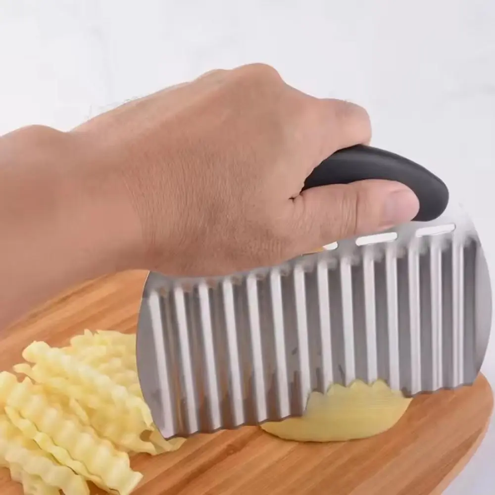 Wave Shape French Fries Cutter Heavy Duty Ergonomic Handle Potato Cutter Durable Crinkle Cutter for Carrot Potato