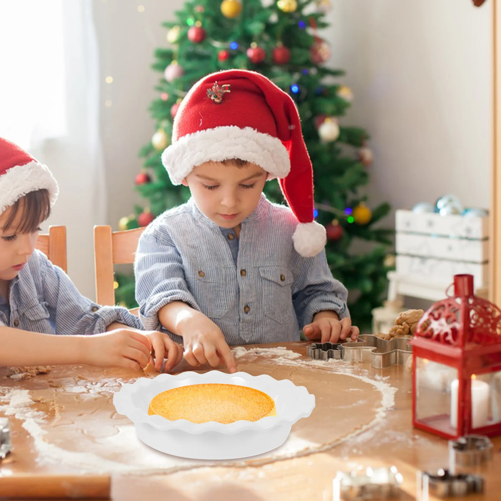 

Round Ceramic Baking Pan Non Stick Deep Pie Dish for Quiche Tarts Cakes Pizza Oven Microwave Use Bakeware Tray