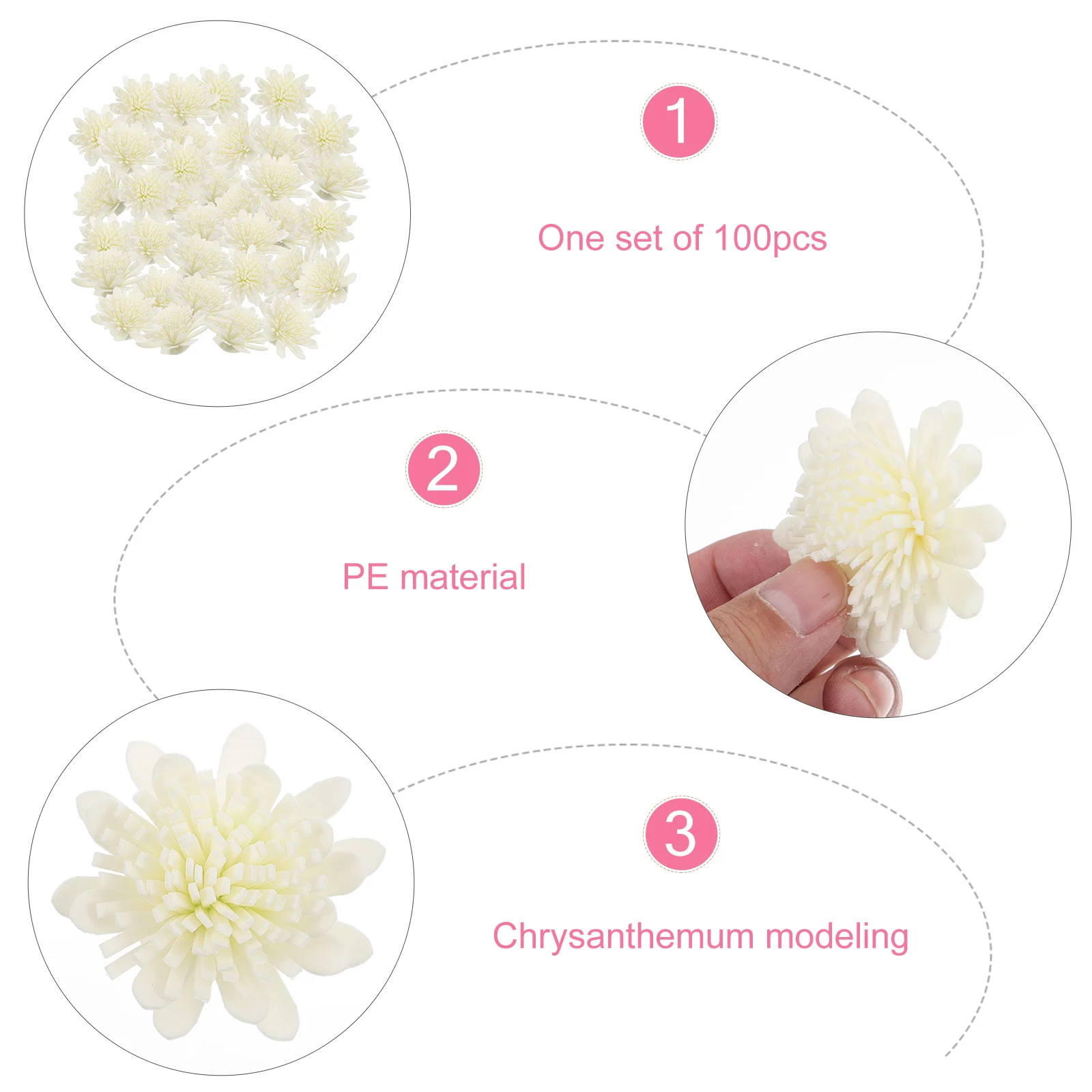 

100 Pcs Diffuser Flowers Artificial Chrysanthemums PE Material Aromatherapy Accessories Essential Oil Sticks Home Decor