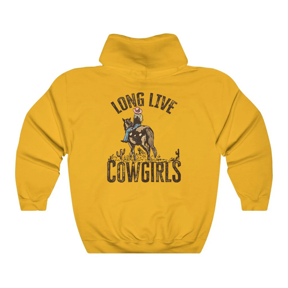 Long Live Cowgirls Hoodie Western Desert Hooded Sweatshirt Vintage Cactus Cowgirl Pullover Wild West Country Girl Trendy Hoodies