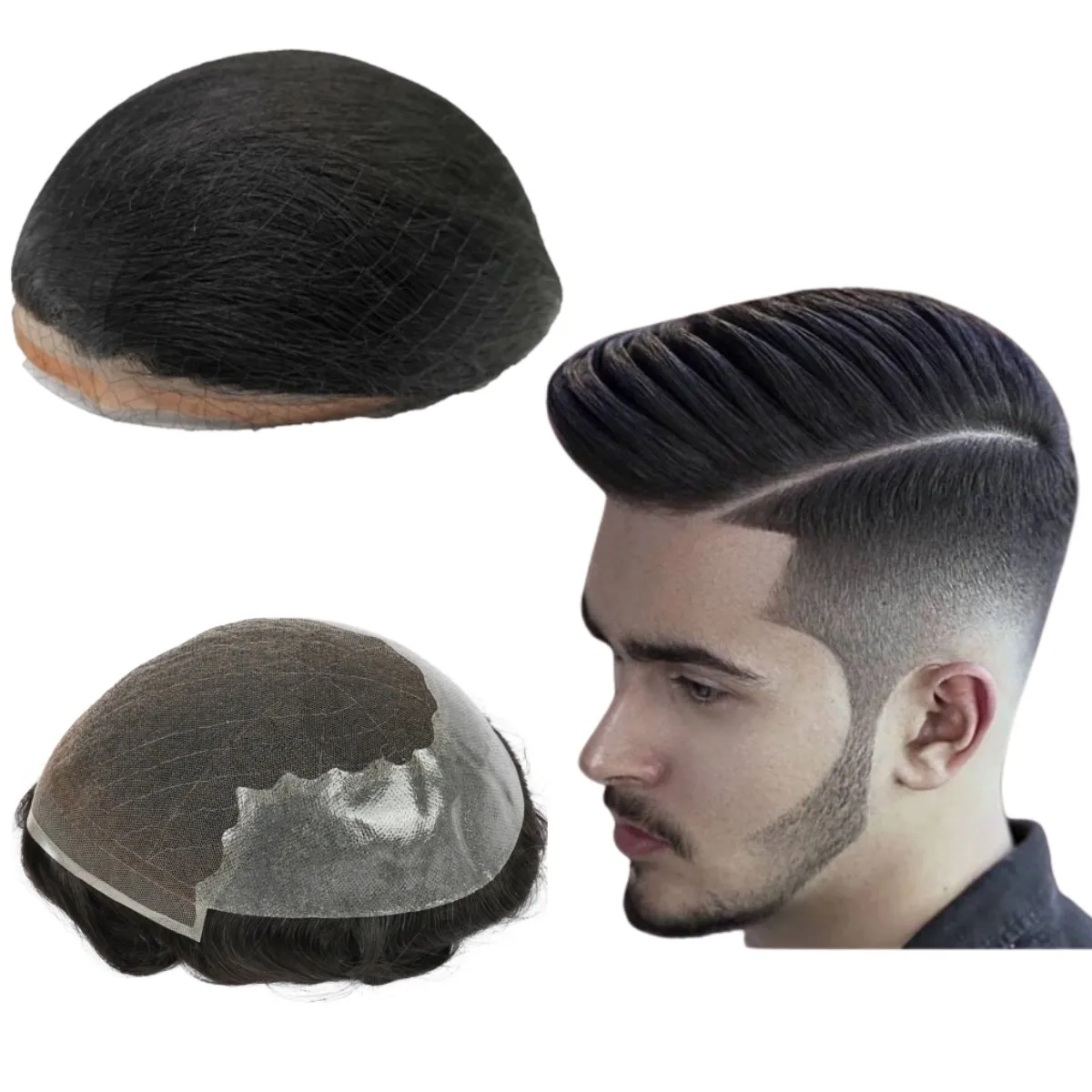 

Toupee for Men Human Hair Wigs Men Toupee Q6 Prosthesis Units Patch Curly Wave Toupee Hair Real Human Replacemet