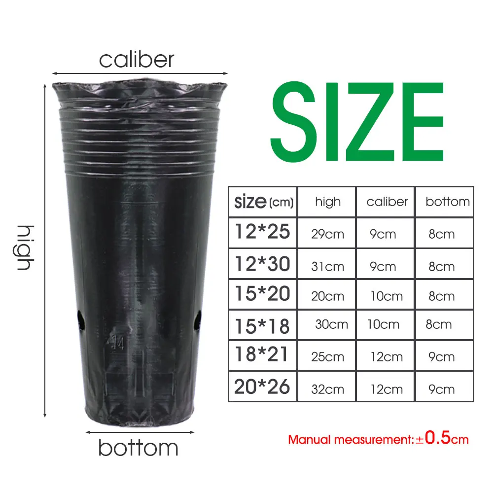 Tall Thicken Nursery Grow Bag Black Plastic Breathable Plant Pot for Garden Orchard Citrus Tree Seedling Planting Transplant Cup