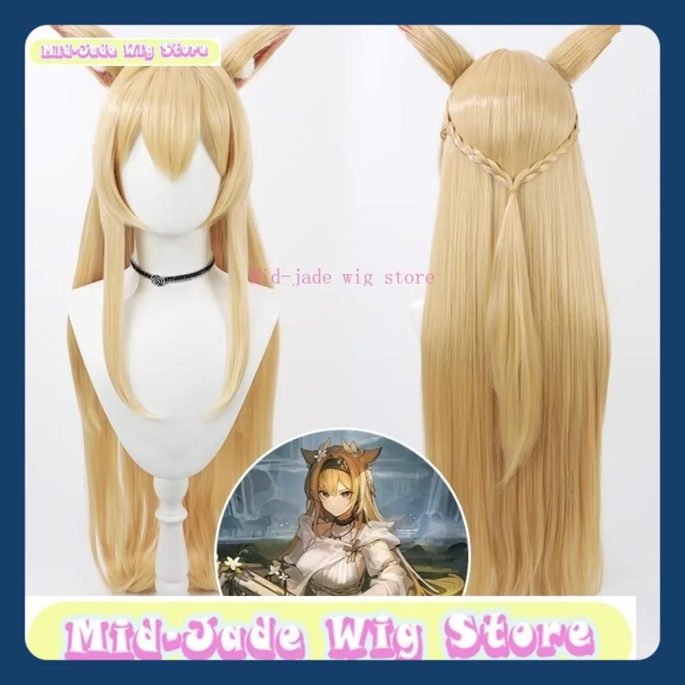 

Arknights Horn Cosplay Wig Anime Game Role-playing Halloween Party Synthetic Wig Mid-jade Wig Store