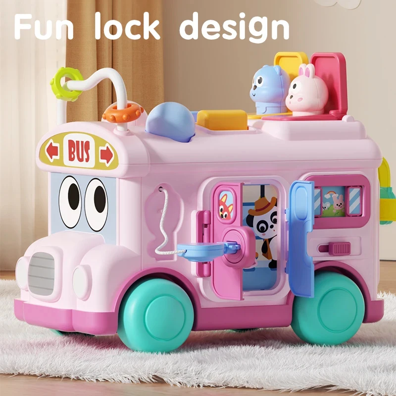 Montessori Educational Baby Busy Bus Toy Toddler Activity Fine Motor Skill Learning Travel Toys For Kids view 4