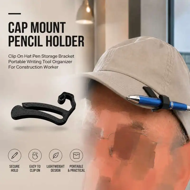 Cap Mount Pencil Holder Clip On Hat Pen Storage Bracket Portable Writing Tool Organizer For Construction Worker