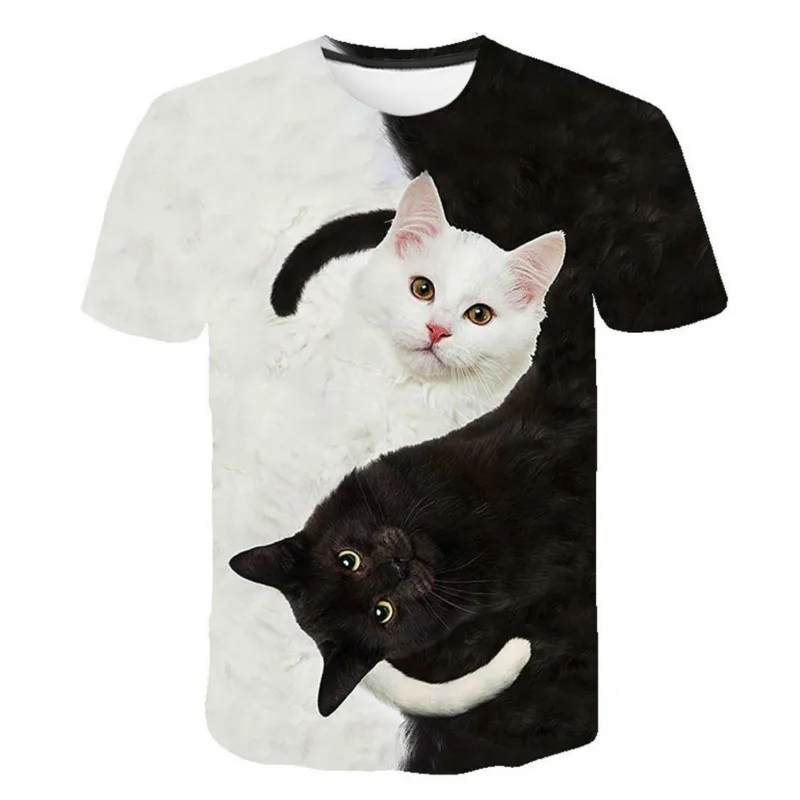 Summer Fashion men\'s and women\'s T-shirt 3d cat print shirt men\'s and women\'s short-sleeved tops  new style