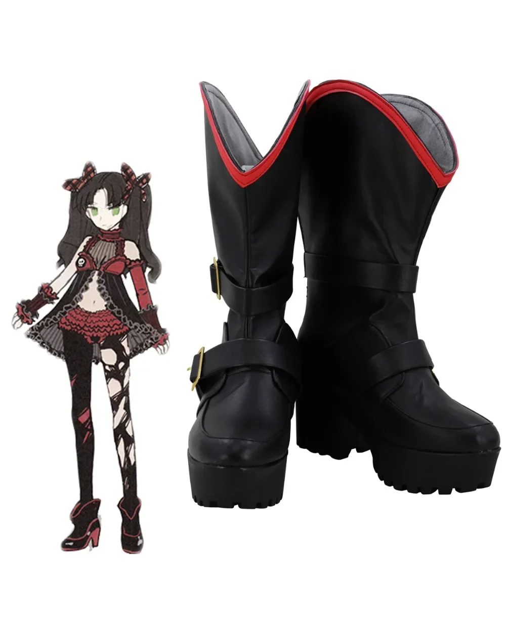 

Fate EXTRA FGO Tohsaka Rin Queen Ver. Cosplay Boots Black Shoes Custom Made Any Size