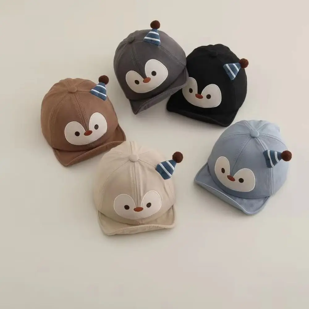 bone-de-beisebol-para-bebe-com-estampa-de-pinguim-aba-larga-ajustavel-chapeu-de-sol-cor-solida-macio-desenho-animado-protecao-para-bebes