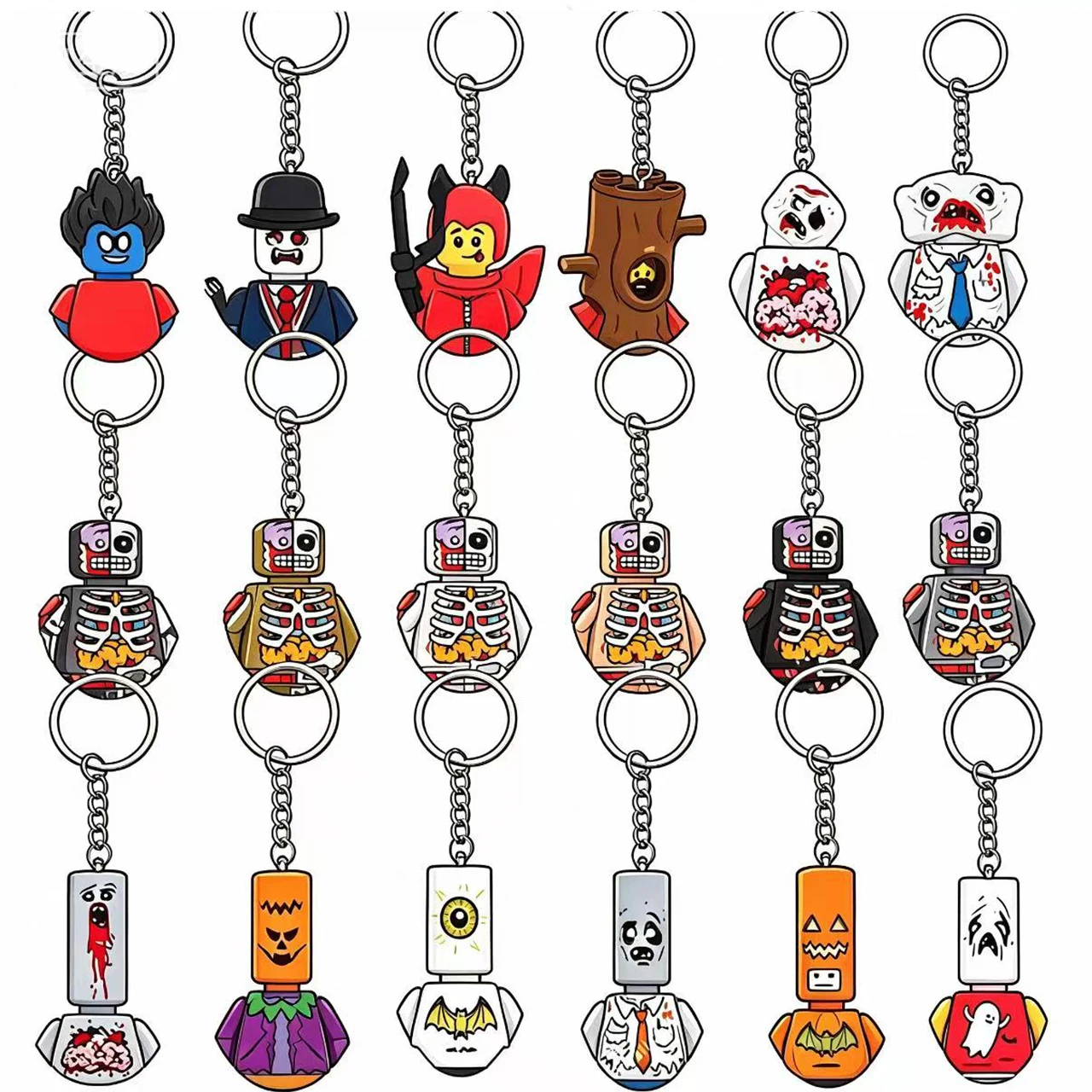 

Hot Selling Keychain Halloween Children's Fun Party Series Boy Boy 3D Model DIY Building Block Toy Model Children's Toy Gift