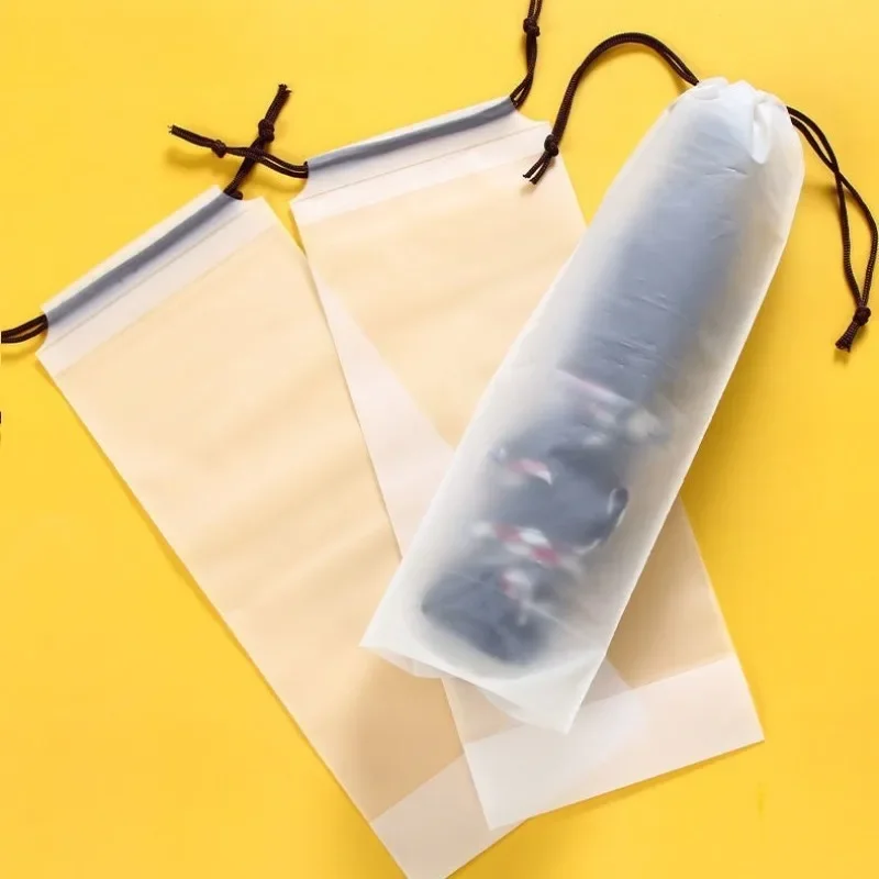 Umbrella Storage Bag Translucent Plastic Waterproof Anti-dirty Umbrella Cover Reusable Portable Drawstring Bags Home Storage