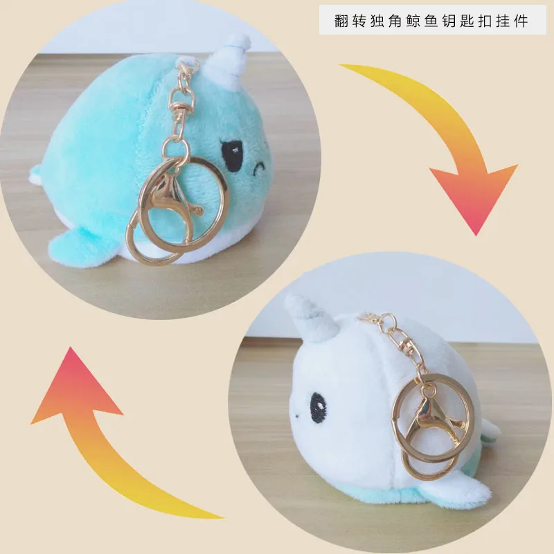 Hot Nice 1pc 10cm Narwhal Plush Toy Lovely Whale Doll Pendant Soft Stuffed Colorful Fish Whale With Horn Keychain Christmas Gift