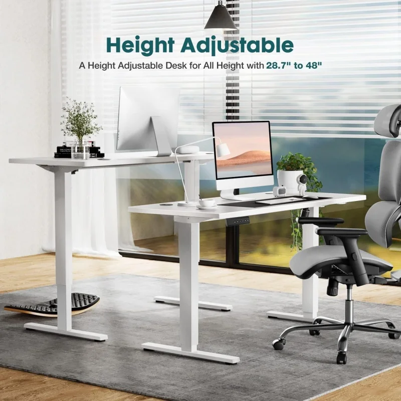 Smart Electric Height Adjustable Standing Desk, Multi-Functional Home Office Gaming Study Ergonomic Computer Work Desk