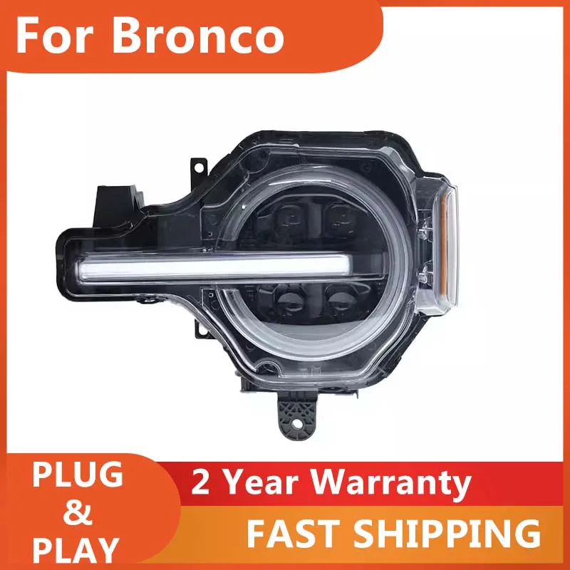 Car Accessories for Ford Bronco Sport Head Light 2020-2023 Ford Bronco Head Lamp DRL Turn Signal High Beam Projector Lens