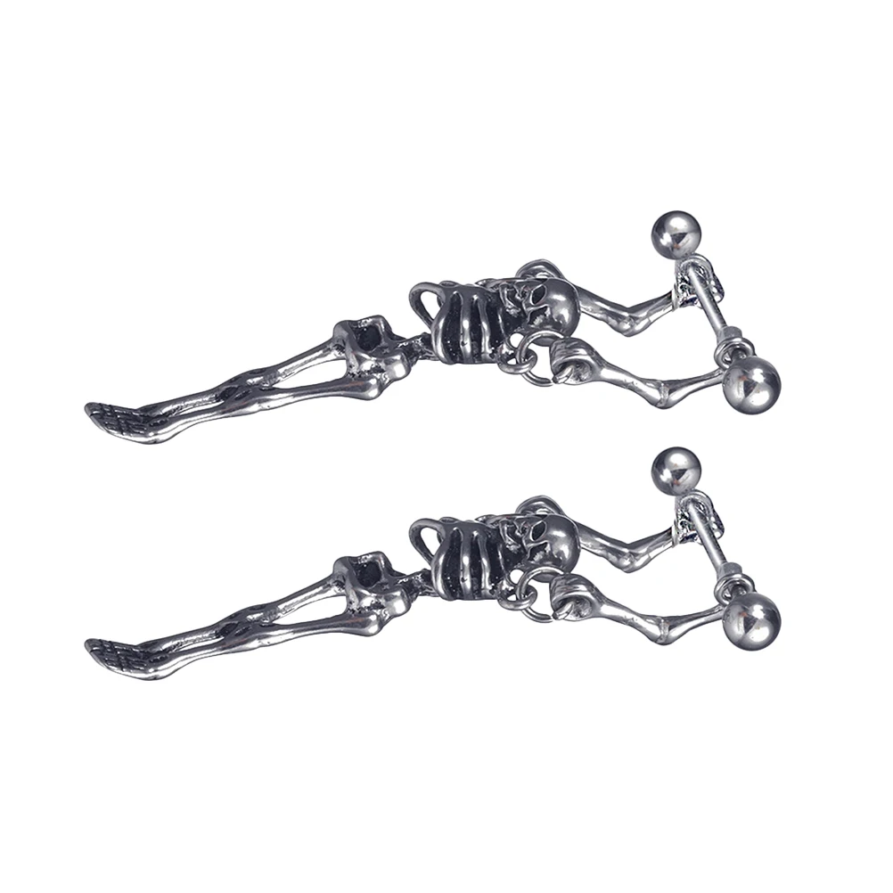 

2pcs Skull Earrings Decoration Lightweight Durable Stainless Steel Man Eardrop Ideal Travel Shopping FestivalEardrop