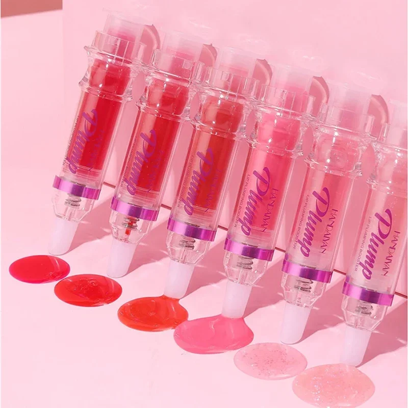 HANDAIYAN Lip Plumping Booster alto brillo Lip Plumper aceite de labios tubo de aguja brillo de labios bálsamo labial volumen extremo tinte de labios maquillaje