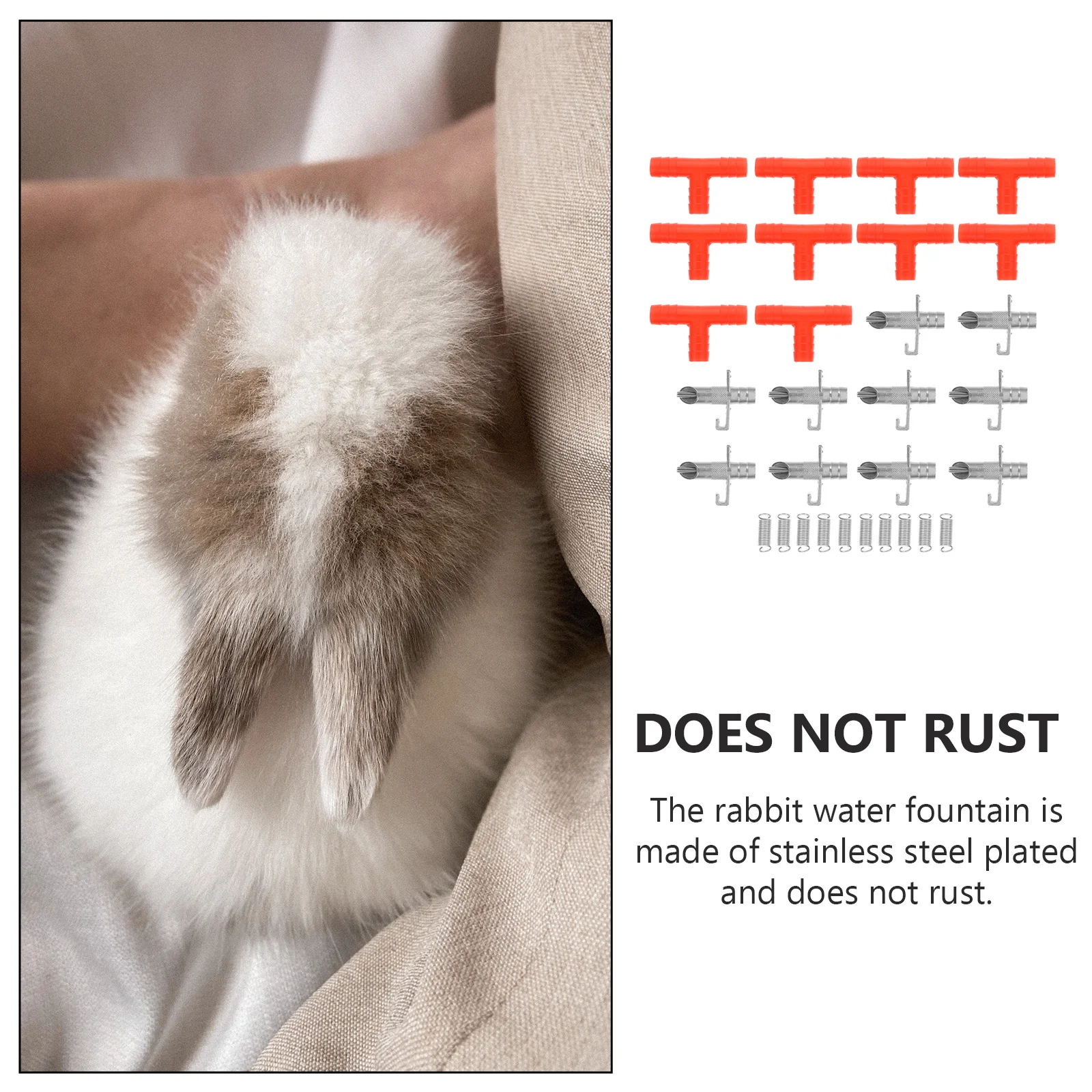 

10Sets Automatic Rabbit Waterer Spring Design Durable Metal Plastic Rabbit Drinking Equipment for Farm Billed Drinker