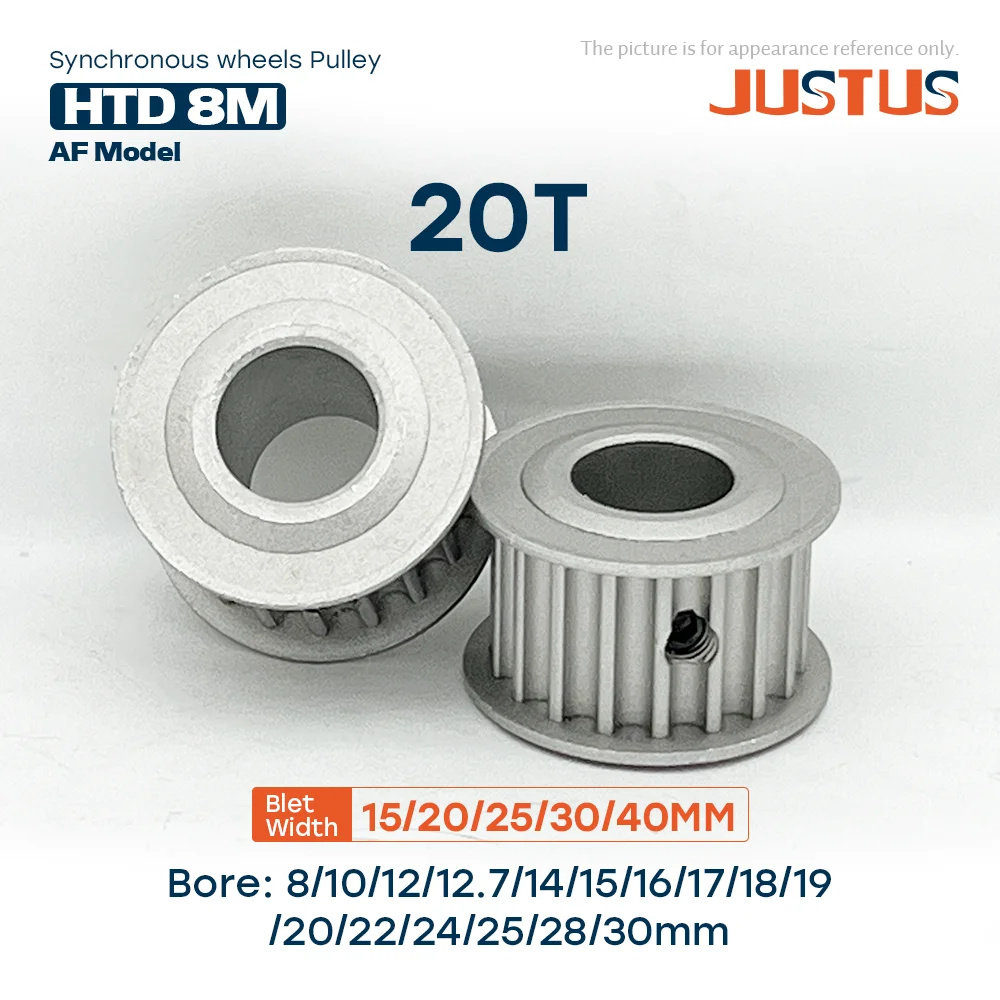 

High quality 20 Teeth HTD 8M Timing Pulley Bore 8-30mm Pitch 8 mm For 15/20/25/30/40mm 8M Synchronous Belt
