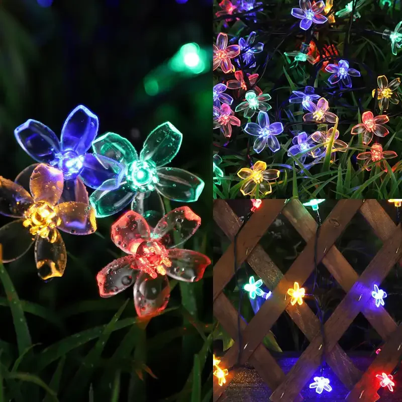 Cherry Solar String Lights 200LEDS Waterproof Solar Powered Fairy Lights 8 Modes Decorative Lights for Patio Fence Wedding 882