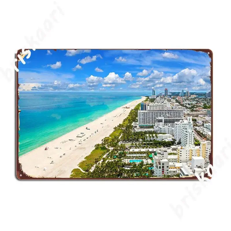 Miami Beach Florida Usa Metal Plaque Poster Wall Cave Cave Pub Wall Decor Classic Tin Sign Poster