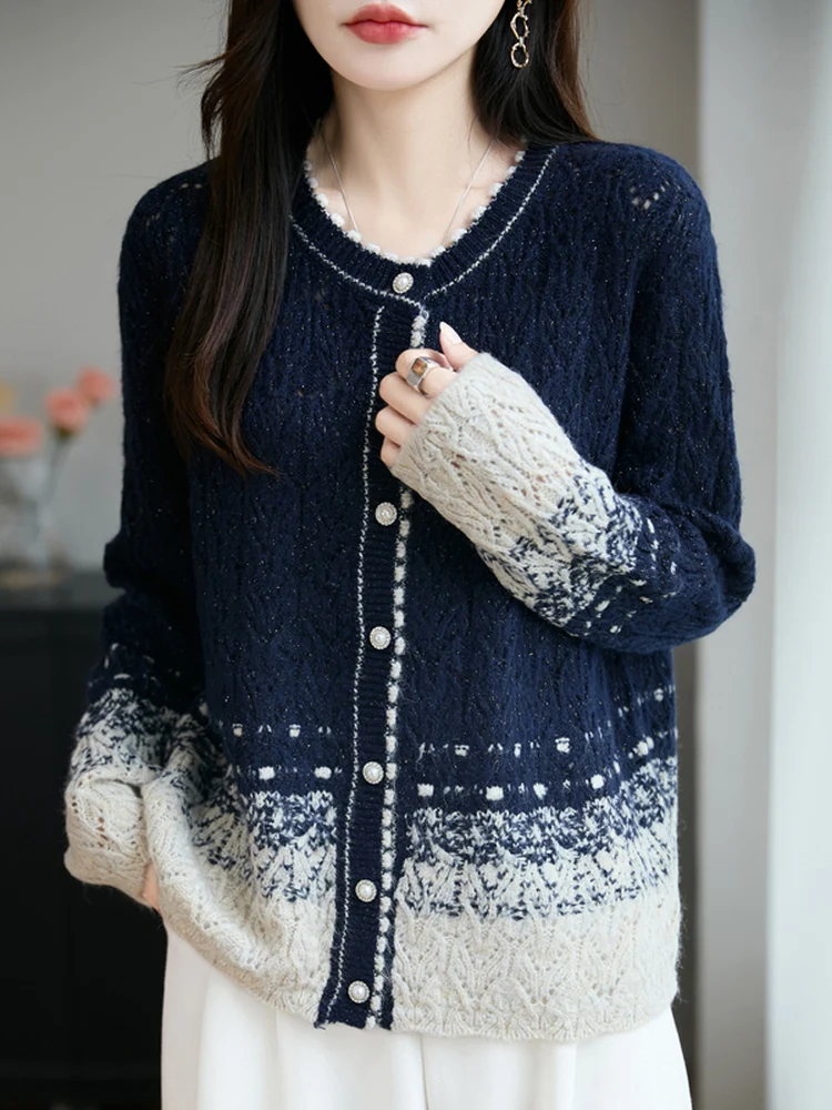 Feminino redondo ne malhas cardigan solto thiened outono inverno outerwear borla detalhe casual sle longo sve camisola