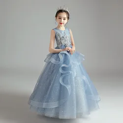 3-8 Year Girls Princess Dress Sequin Lace Tulle Wedding Party Tutu Fluffy Gown For Children Kids Evening Formal Pageant