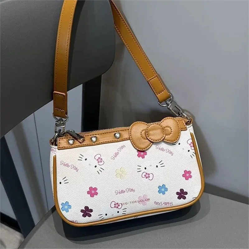 Hello Kitty sac à bandoulière Kawaii Anime haute beauté grande capacité imprimé femmes sous les bras sac à main dessin animé mignon fille cadeau en gros