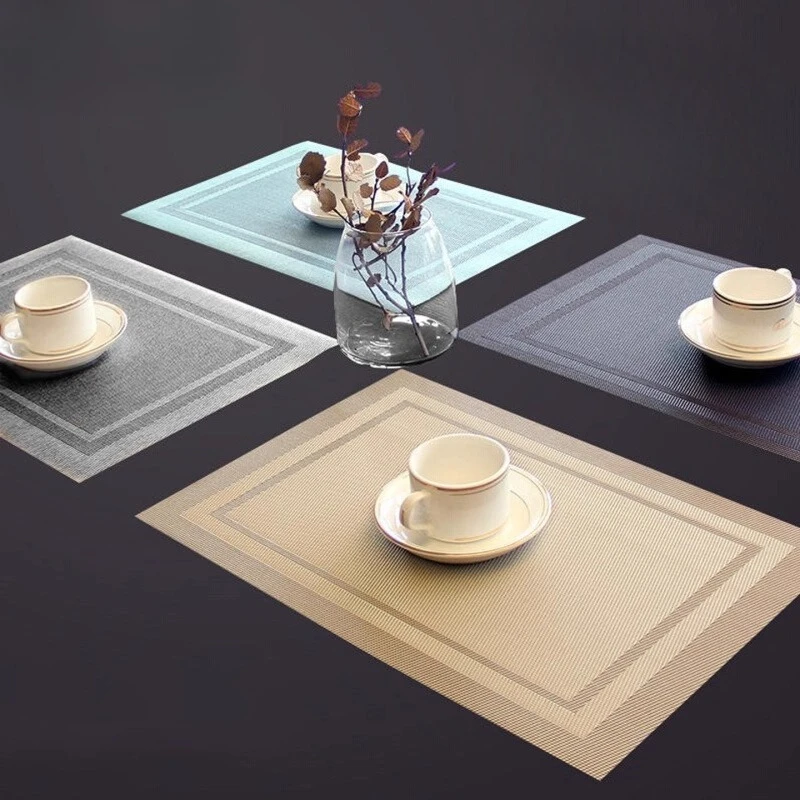 

Luxury Western Dining Placemats Set, Modern PVC Heat-Resistant Table Mat, Waterproof Tabletop Protector for Home Kitchen Decor