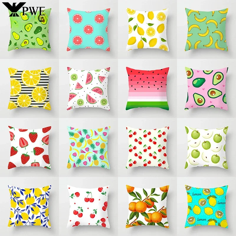 Summer Fruit Pattern Cushion Cover Home Living Room Bedroom Sofa Children's Room Decorative Pillow Cover 45*45cm