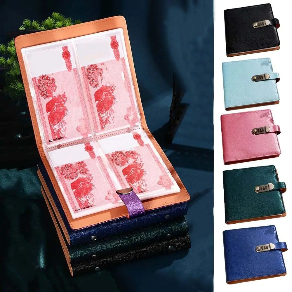 Emboss Flower Envelop Savings Challenges Book PU Leather Savings Handbook Saving Money Binder Refillable Account Book