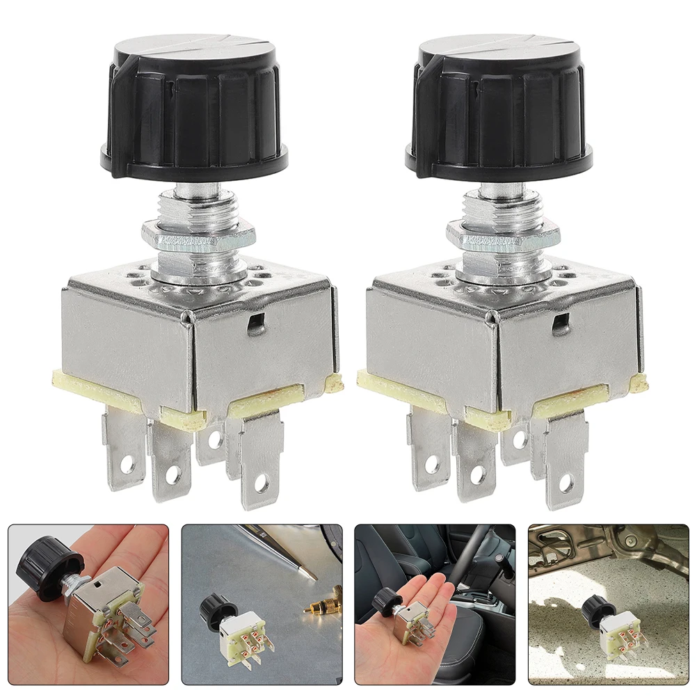 

2pcs Universal Blower Switch Air Conditioning 3 Speeds Rotary Switch Metal Car Airflow Control Efficient Cooling Replacement For