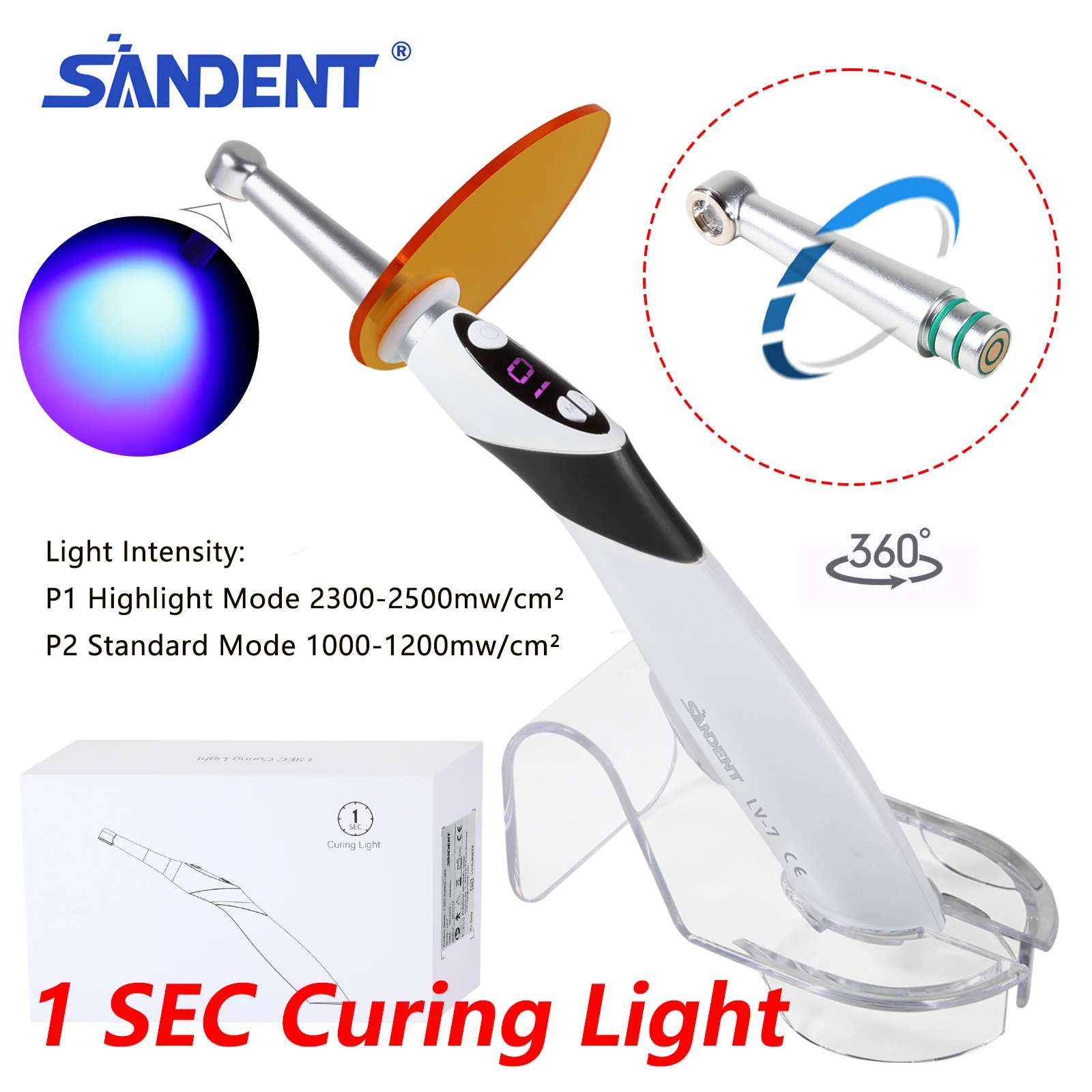 Fit wood pecker ILED Wireless Curing Light den tal 1 Second Cure Lamp 385nm-515nm-Black