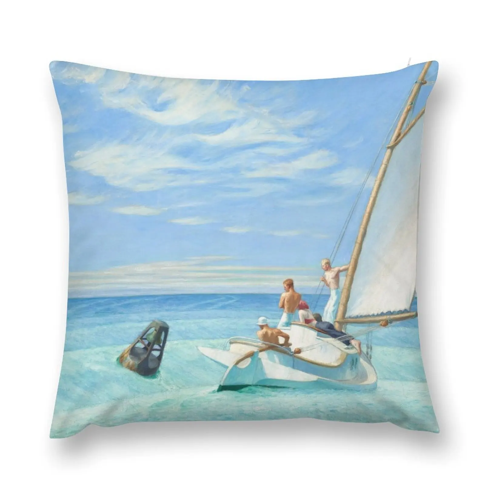 

Edward Hopper Ground Swell 1939 Painting Sailing Boats Sails Throw Pillow Luxury Pillow Case Cusions Cover pillow