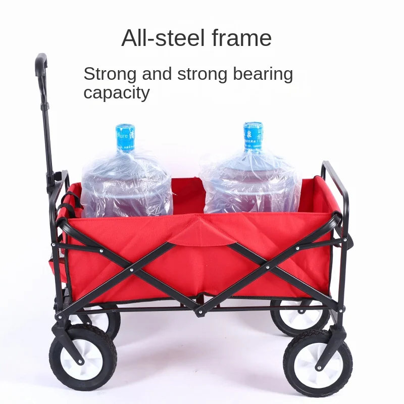 

2023 New OutdoorFoldable Truck Portable Multi-function Adjustable Handle Picnic Camping Table Light Wagon BBQ Trolley Household