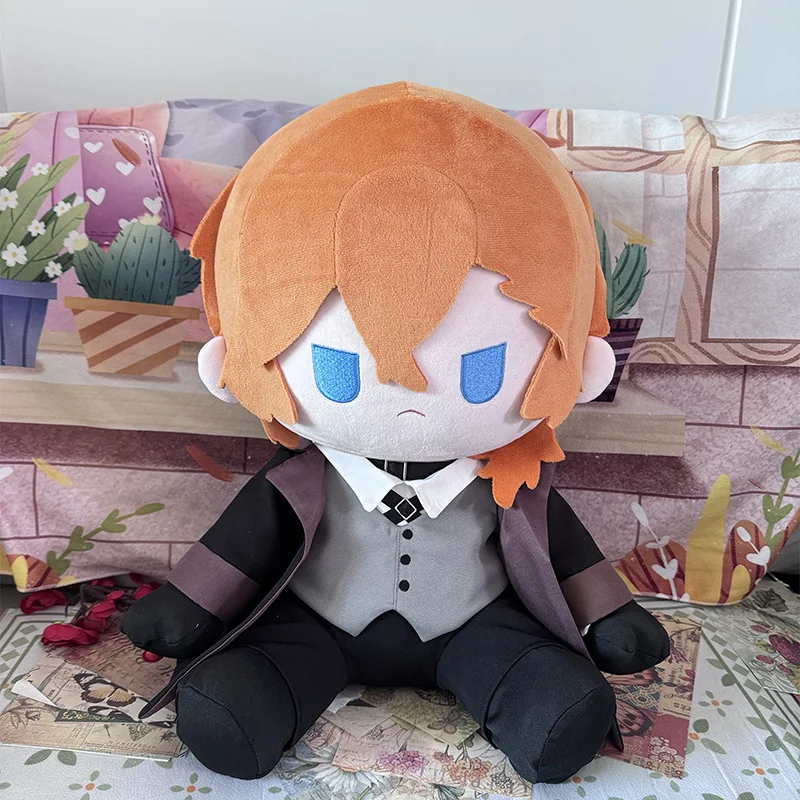 40 centimetri Anime Cani Dazai Osamu Nakahara Chuuya Farcito Seduto Peluche Bambola Giocattolo Peluche con Vestiti Carino Burattino Figura Collezione Regali