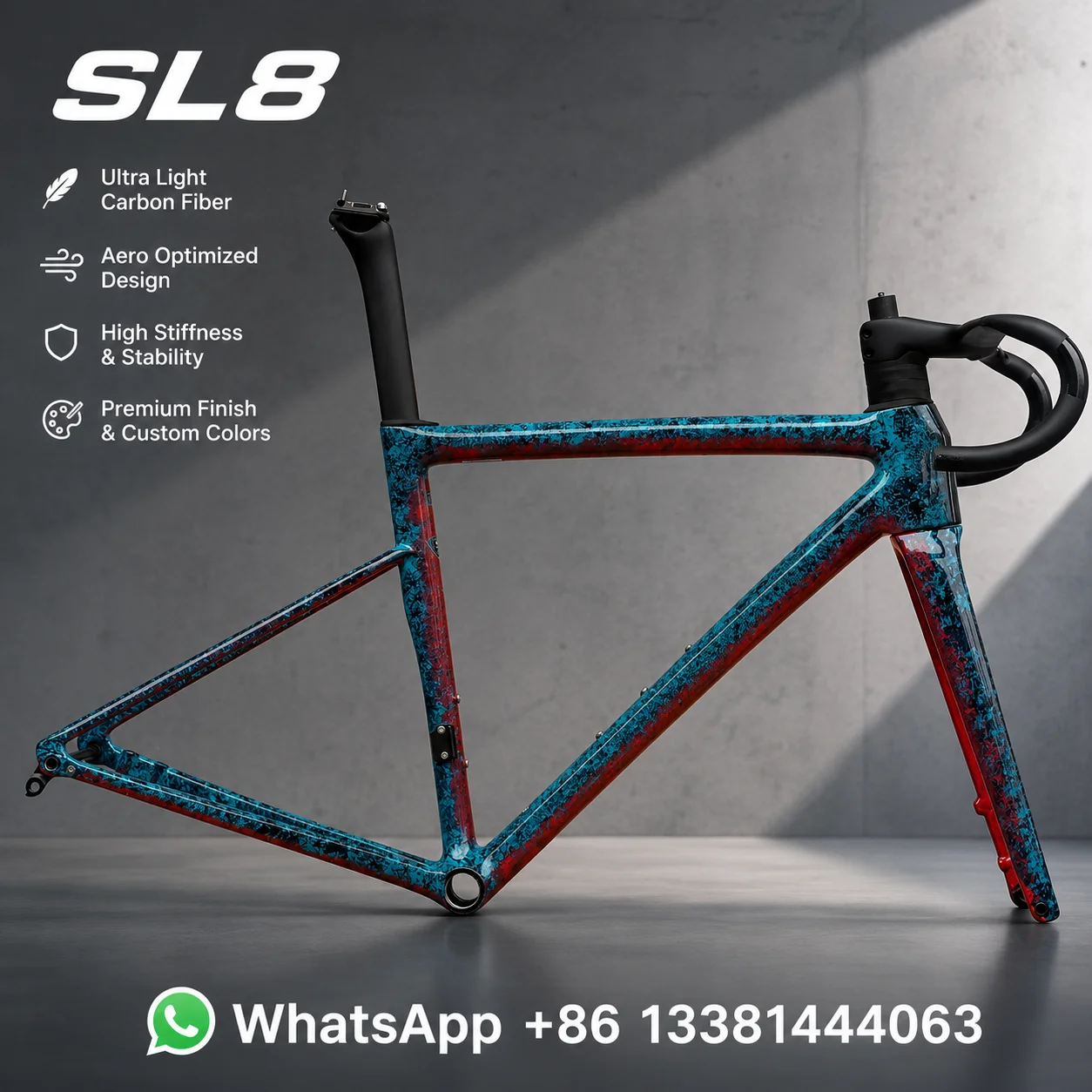 2026 NIEUWE SL8 Toray T1100 Aero Carbon Racefiets Frame Ultralicht Disc Brake Frameset Aangepaste Kleuren Beschikbaar