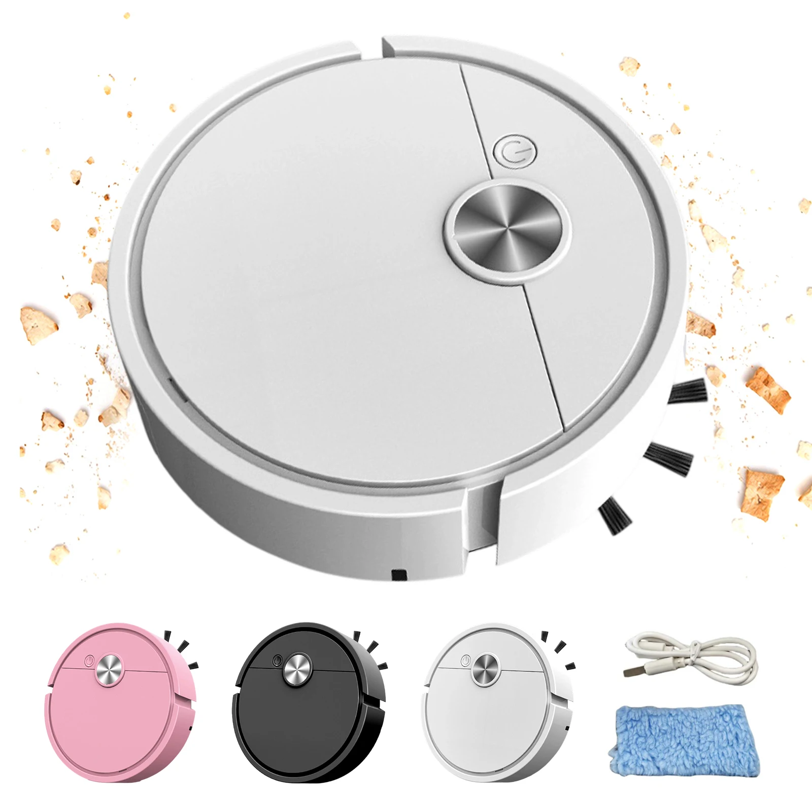 3 In 1 Intelligent Cleaning Robot Lightweight Mini Car Robot Vacuum Automatic Obstacle Avoidance for Pet Hair&Hard Floor&Carpet