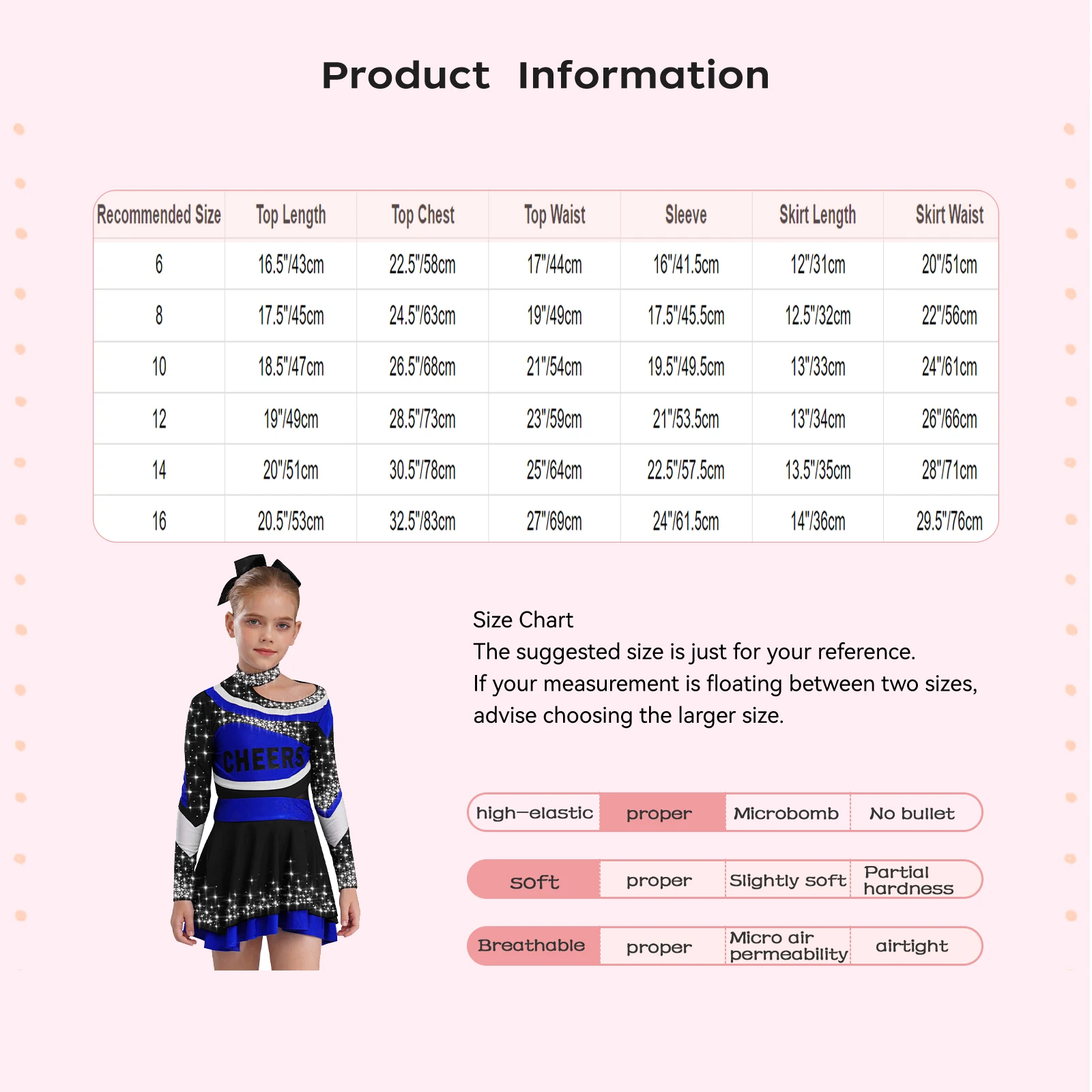 Kinder Mädchen Cheerleading Uniform Outfits Langarm Brief Drucken Strass Hemd Top + Rock + Kopfbedeckung + Gestreifte Socken + Blumenkugeln