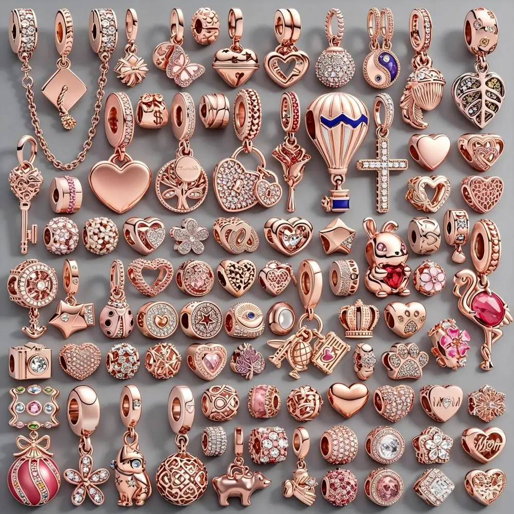 

Rose Gold DIY Making Sparkling Starfish、Cross Pendant & Clip Safety Chain Charm Bead Fit Original Europeans Bracelet DIY Jewelry