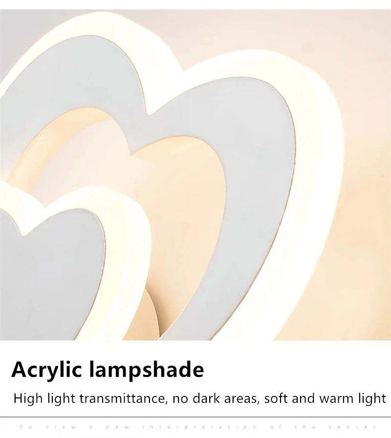 Led Hartvormige Wandlamp, Eenvoudige Nordic Love Wandlamp, Creatieve Slaapkamer, Woonkamer, Gang, Achtergrondmuur, Bedlampje