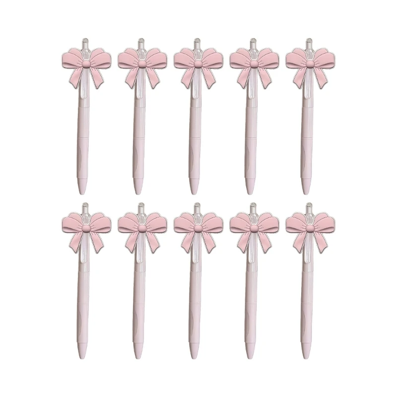 

10Pcs Bowknot Retractable Gel Pen 0.5Mm Fine Tip Press to Open Close Gel Pen