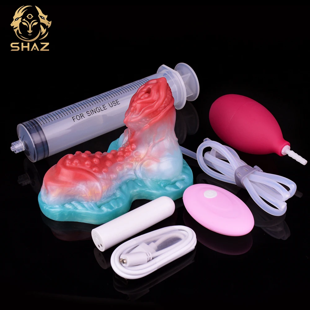 SHAZ Smerigliatrice di simulazione del silicone del vibratore senza fili con la funzione di schizzi Giocattolo del sesso del piacere di stimolazione vaginale per le donne 18+