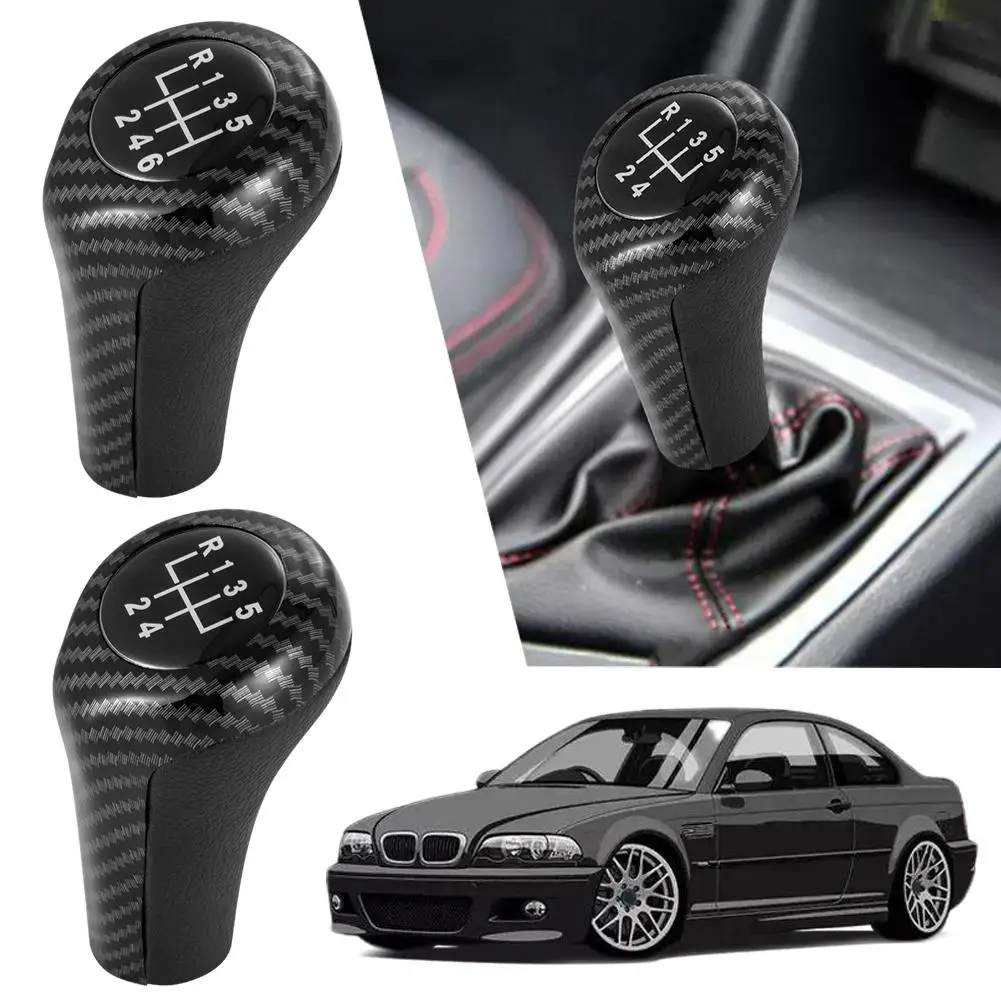 Fit For 1 3 5 6 Series E46 E53 E60 E61 E63 E81 E82 E83 E84 E87 E90 E91 E92 Car 5 6 Speed Leather Gear Stick Shift Knob R9b0