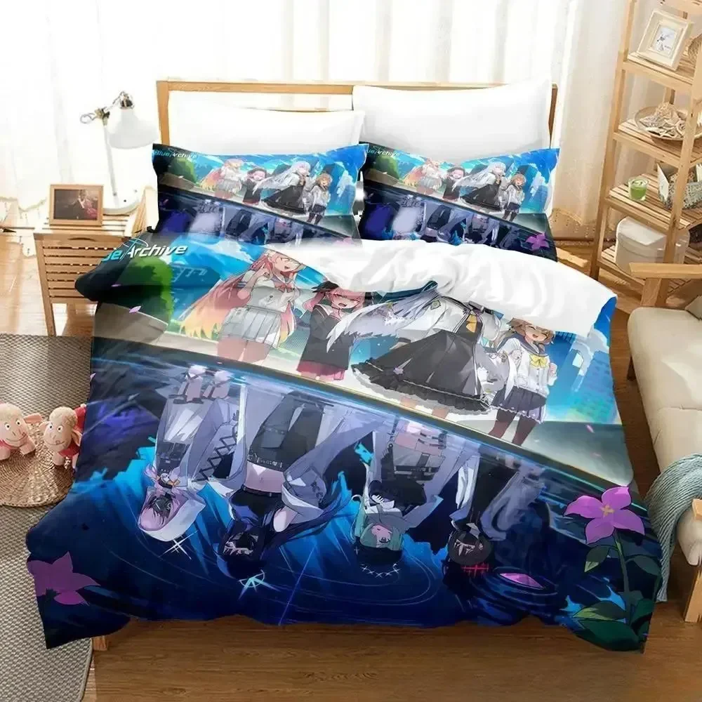

Anime Game Blue Archive Bedding Set Duvet Cover Sheet Printed Bed Set Pillowcase Bed Full Queen King Size Comforter Bedroom