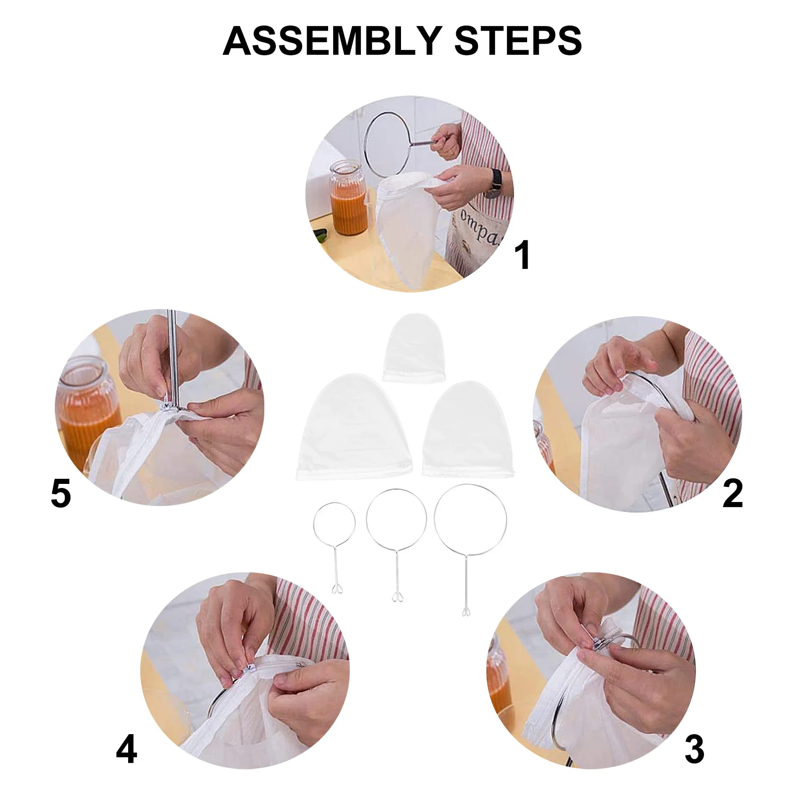 

1Set Steel Ring Tea Straining Bag High Density Cotton Fine Filtration No Peculiar Smell Easy Clean Thickened Hook Design