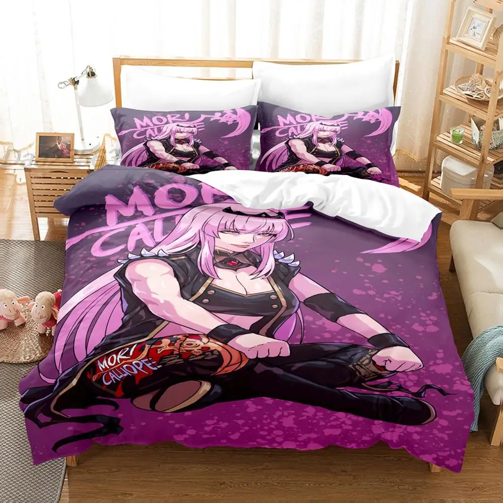 3d Print Anime Kawaii Girl Mori Calliope Bedding Set Single Twin Full Queen King Size Bed Set Adult Kid Bedroom Duvet cover Sets