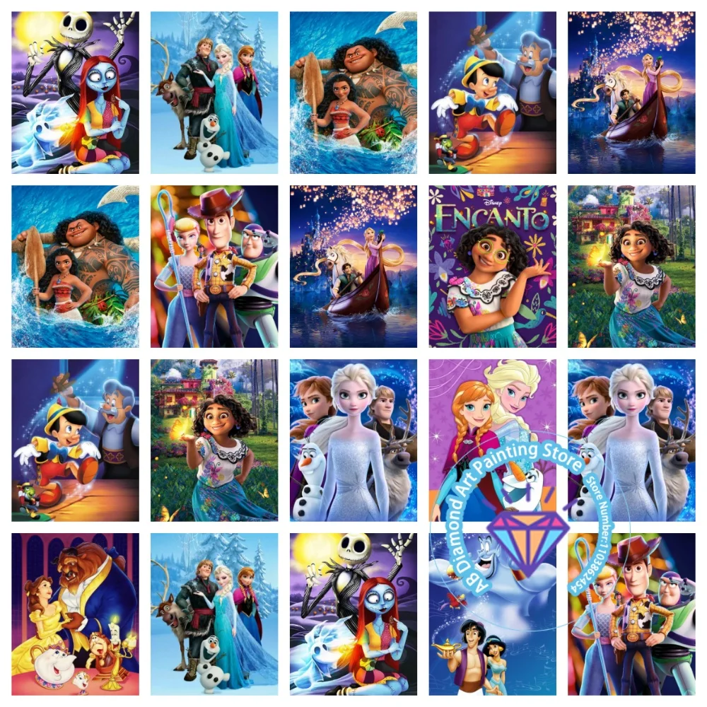 

Moana Frozen Rapunzel AB Diamond Painting Kit Square Round Diamond 5D DIY Cross Embroidery Handmade Art Unique Gift Home Decor