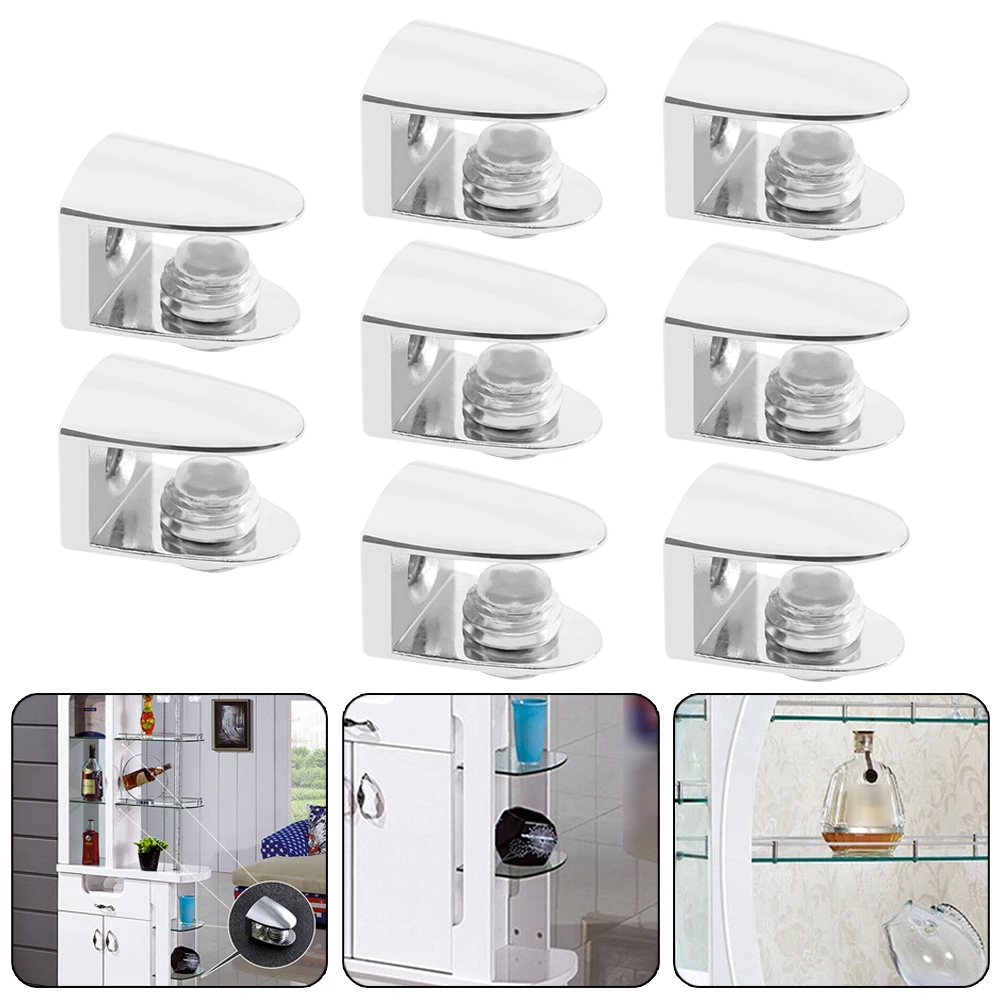 Glass Clamp Glass Shelf Supports Brackets Fasteners Glass Support Bracket Nails Screws Furniture Silver Sturdy